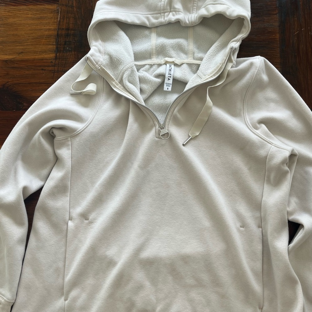 Athleta Cream Hooded Sweater
